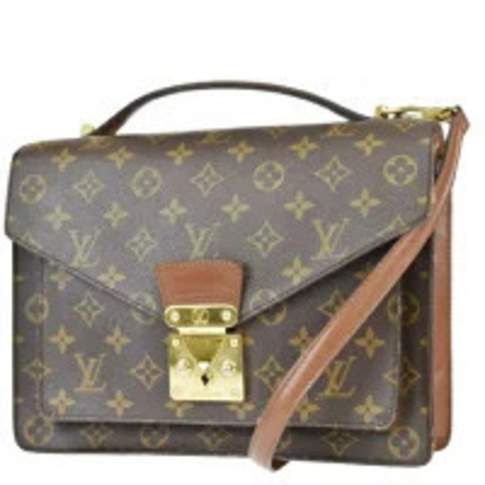Louis Vuitton Monceau Monogram Leather 2Way Shoulder Bag Brown